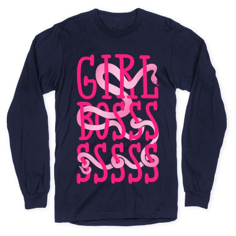 Girl Boss Snake Parody White Print Longsleeve Tee